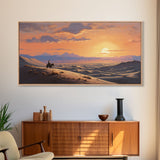 Desert Wall Art, Sunset Wall Print, Cowboy, Horse Art, Panoramic Art, Wall Art, Canvas Art, Landscape Art, Western Wall Decor, Gift For Men