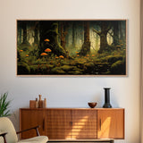 Mushroom Wall Art, Fantasy Forest, Tree Art, Enchanted Forest, Panoramic Art, Wall Art, Canvas Art, Landscape Art, Game Room Decor, Prints