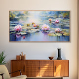 Lake Wall Art, Lotus Wall Art, Lily Pads Art, Panoramic Art, Wall Art, Canvas Art, Landscape Art, Going Away Gift, Office Wall Art, RV Decor