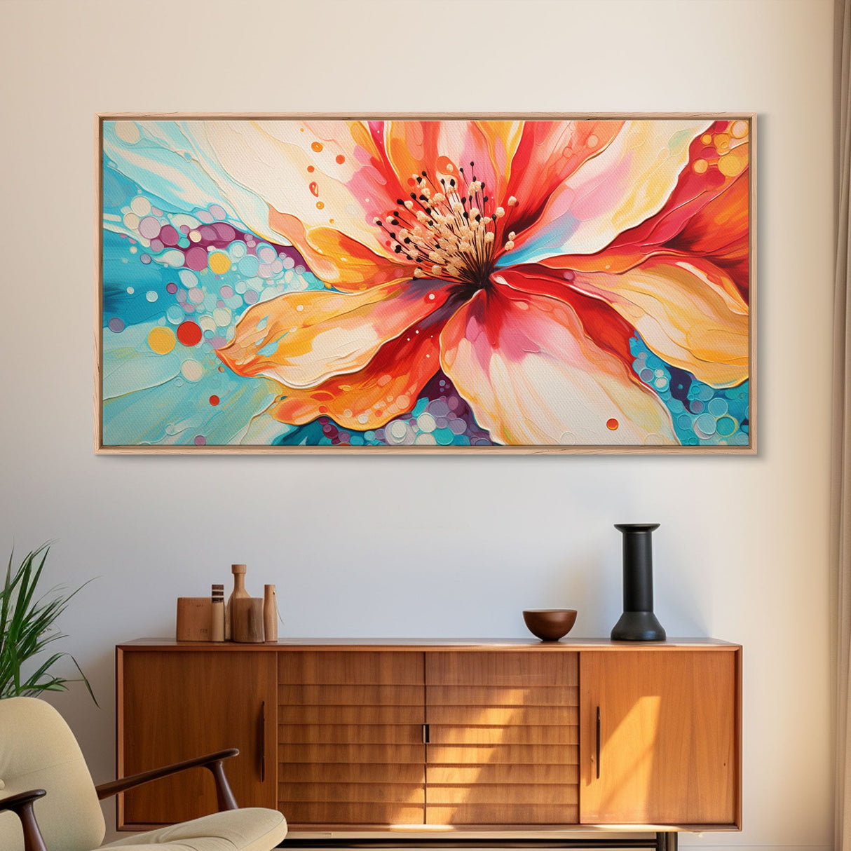 Hibiscus Wall Art, Tropical Flower Print, Pink Flower, Panoramic Art, Wall Art, Canvas Art, Landscape Art, Boho Wall Art, Rustic Wall Decor