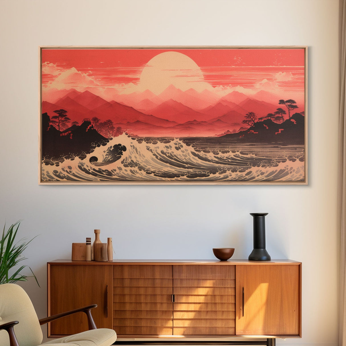 Japanese Art Print, Asian Wall Decor, Sun Wall Art, Ocean Art, Panoramic Art, Wall Art, Canvas Art, Landscape Art, Retirement Gifts, Prints