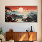 Japanese Art, Sun Wall Art, Asian Wall Art, Japanese Landscape, Panoramic Art, Wall Art, Canvas Art, Landscape Art, Business Gift, Office