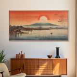 Sunrise Wall Art, Volcano, Lake Wall Art, Japanese Art, Mount Fuji Print, Panoramic Art, Wall Art, Canvas Art, Landscape Art, Dorm Room Art