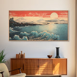 Ocean Waves Art, Japanese Landscape, Sunrise Wall Art, Panoramic Art, Wall Art, Canvas Art, Landscape Art, College Dorm Decor, Travel Print