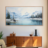 Winter Wall Art, Winter Landscape, Mountain Wall Art, Lake Print, Panoramic Art, Wall Art, Canvas Art, Landscape Art, Office Prints