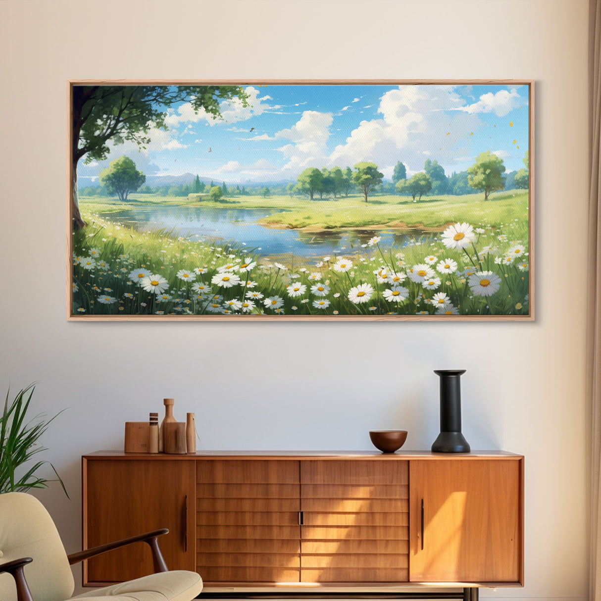 Wildflower Meadow, Country Wall Art, Spring Wall Art, Spring Meadow Print, Panoramic Landscape, Wall Art, Canvas Art, Landscape Art Print