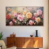 Roses Wall Art, Floral Art Print, Botanical Wall Art, Panoramic Art, Wall Art, Canvas Art, Landscape Art, Home Decor Prints, Office Wall Art