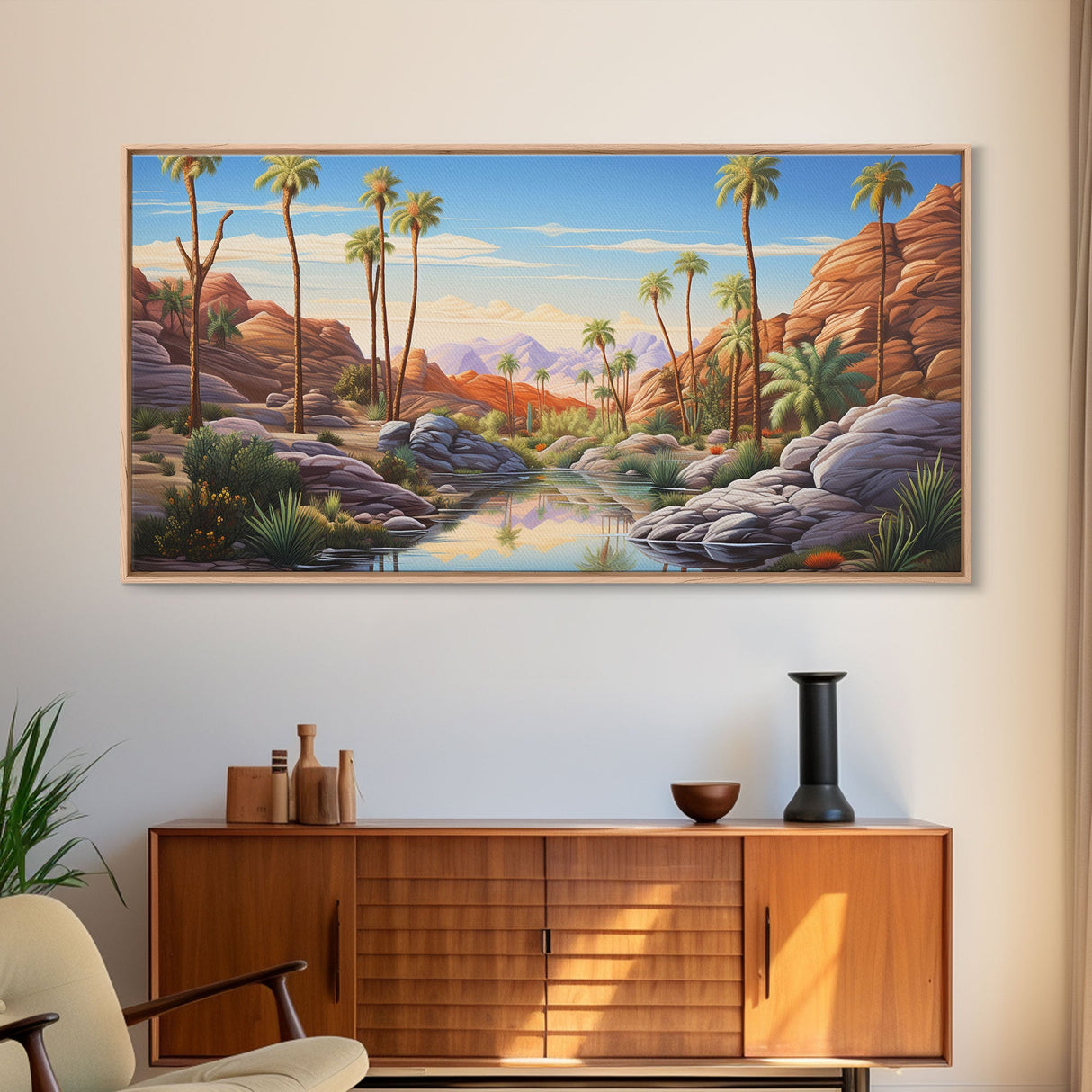 Palm Tree Wall Art, Desert Landscape, Desert Wall Art, Panoramic Art, Wall Art, Canvas Art, Landscape Art, Nature Wall Art,Housewarming Gift