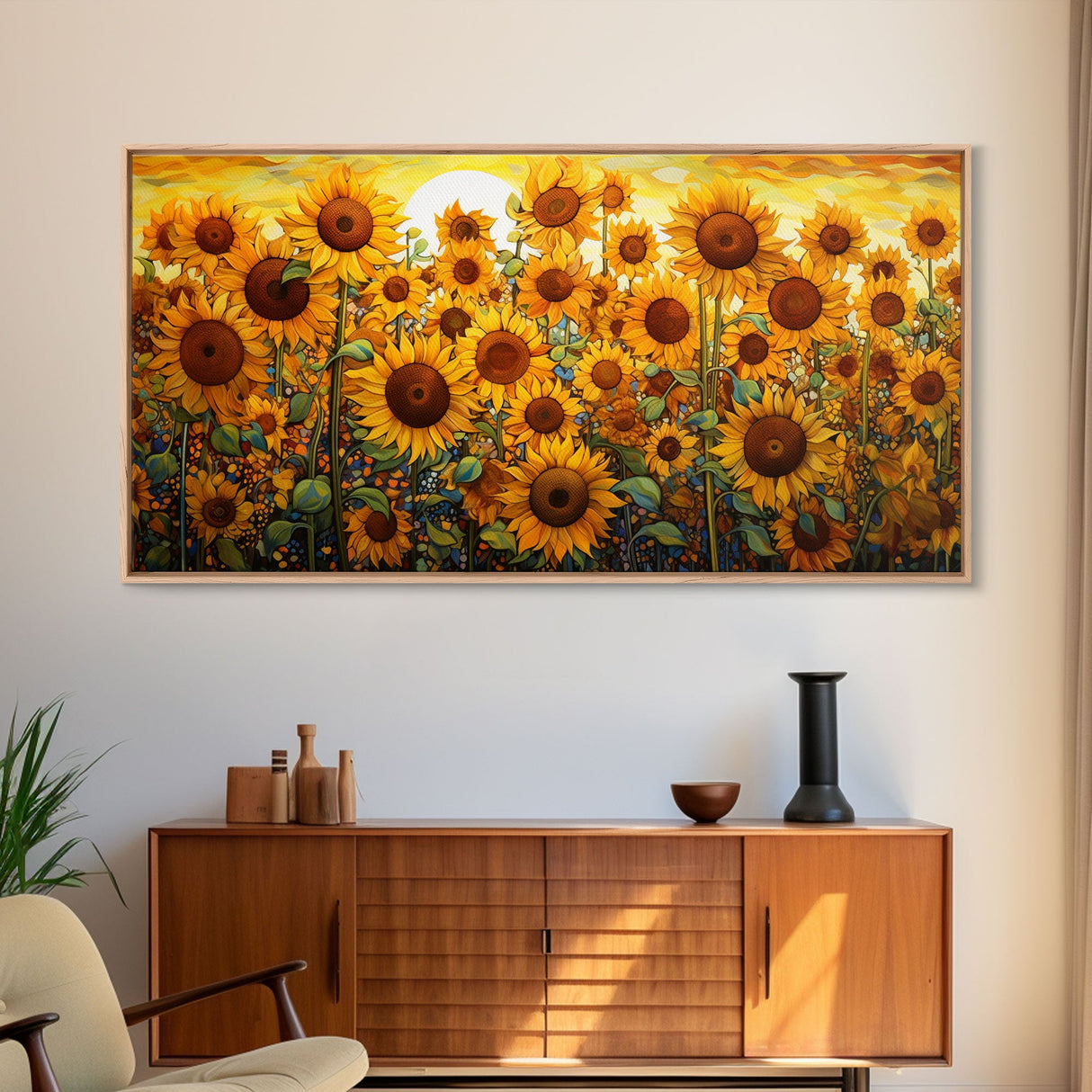 Sunflowers Wall Art, Yellow Flower Art, Field Of Flowers, Panoramic Art, Wall Art, Canvas Art, Landscape Art, Business Gift, Southern Decor