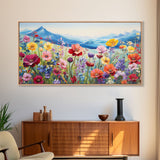 Pansies Wall Art, Spring Meadow Print, Wildflower Meadow, Panoramic Art, Wall Art, Canvas Art, Landscape Art, New Home Gift, Above Bed Decor