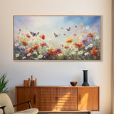 Spring Meadow Print, Butterflies Wall Art, Panoramic Art, Wall Art, Canvas Art, Landscape Art, Wildflower Meadow, Teacher Gift, Kitchen Art