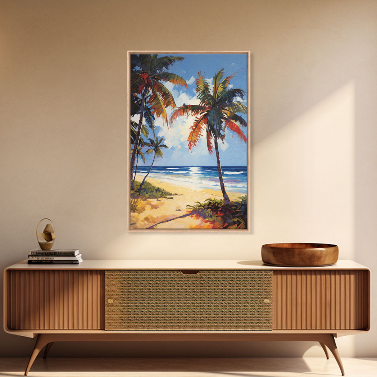 Tropical Wall Art, Beach Wall Print, Seashore Wall Art, Canvas Print, Wall Art, Vertical Print, Living Room Wall Art, Retirement Gifts