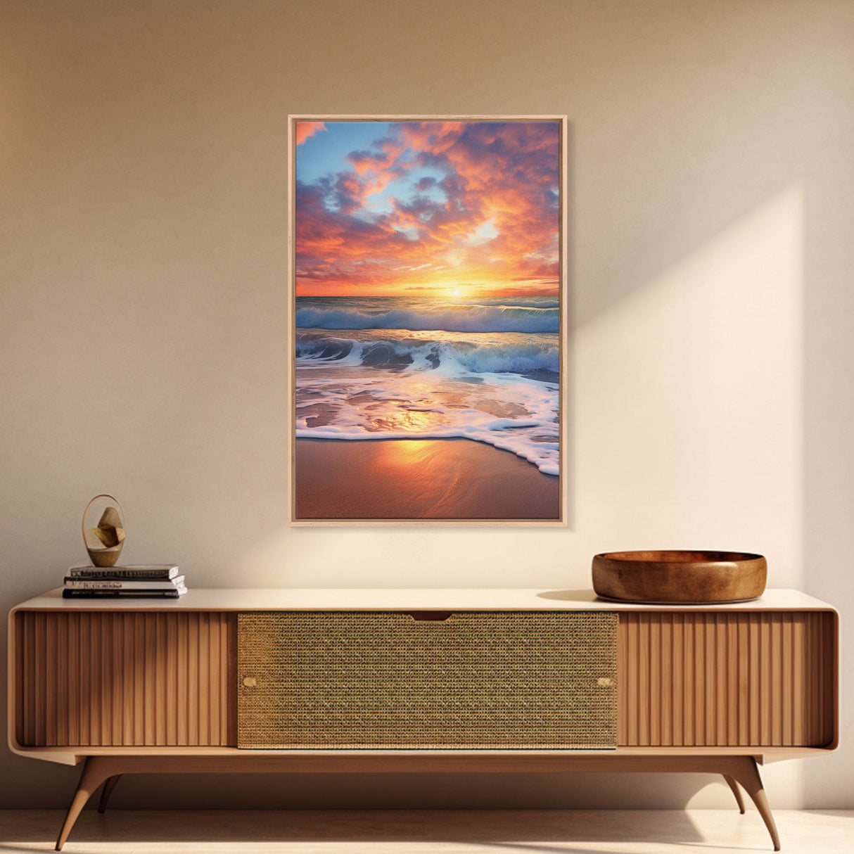 Beach Sunset Wall Art, Nautical Wall Art, Seashore Wall Art, Canvas Print, Wall Art, Vertical Art, Moving Gift, Room Decor, Entryway Prints