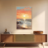 Sunset Wall Art, Beach Art Print, Seascape Wall Art, Canvas Print, Wall Art, Vertical Art, Appreciation Gift, Wall Hanging, Dining Room Art