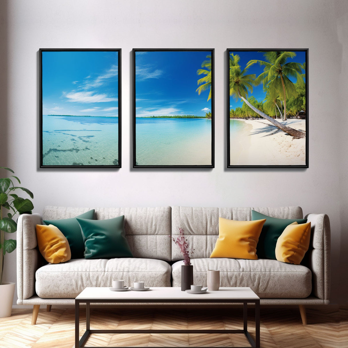 Tropical Wall Art, Beach Art Print, Seascape Print, Canvas Print, Wall Art, 3 Piece Wall Art, Beach House Wall Decor, Family Room Art