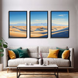 The Sand Dunes, 3 Piece Set, Framed Canvas Prints, Triptych, Desert Painting, Desert Photography Art, Saharan Desert, Multi Piece Wall Art