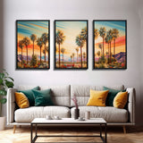 Palm Tree Art, Landscape Print, Sunset Wall Art, Canvas Print, Set Of 3 Prints, Wall Art, 3 Piece Wall Art, Wall Art Prints, Ranch Decor