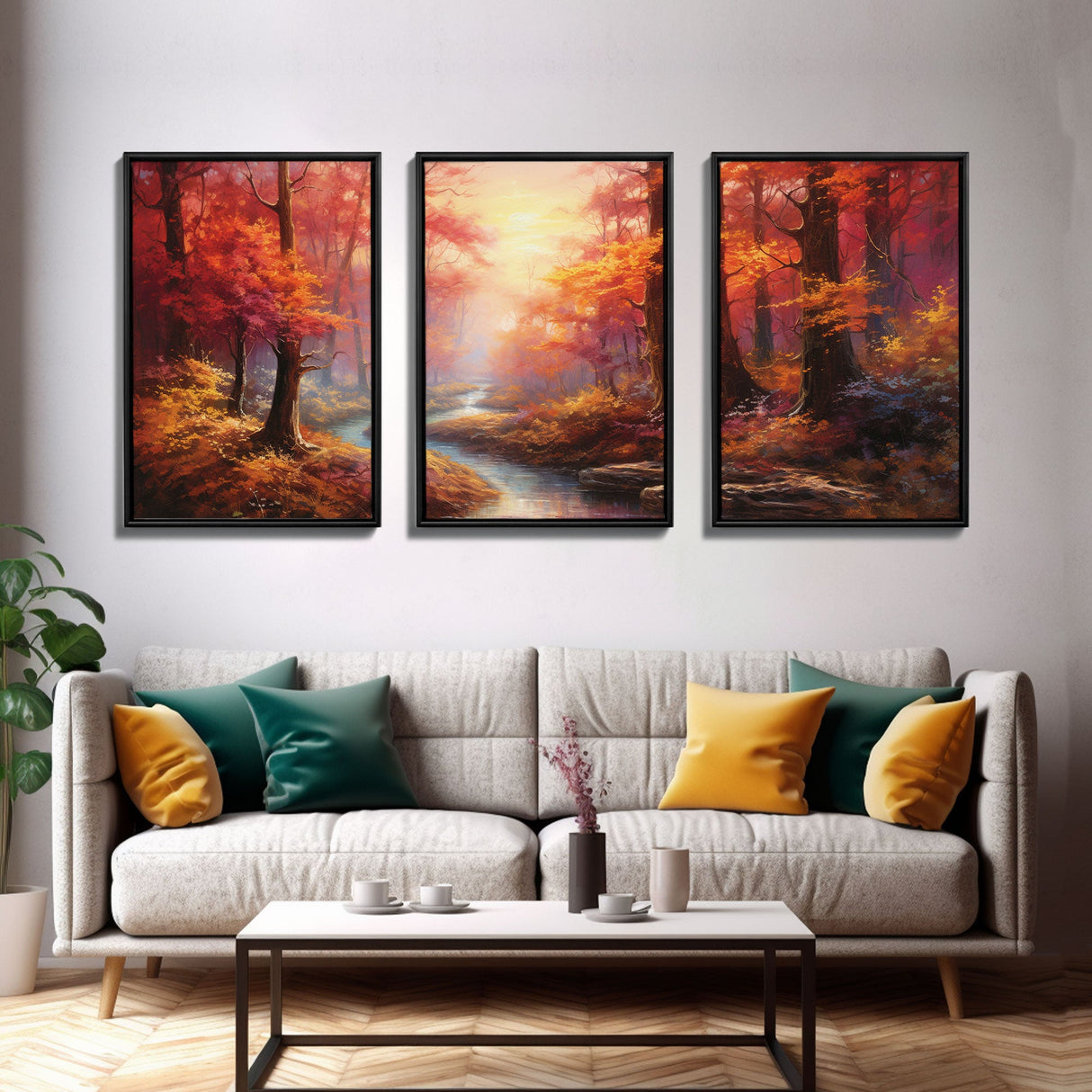 Lake Art, Fall Wall Art, Forest Print, Autumn Art, Canvas Print, Set Of 3 Prints, Wall Art, 3 Piece Wall Art, Ranch Decor, Office Prints