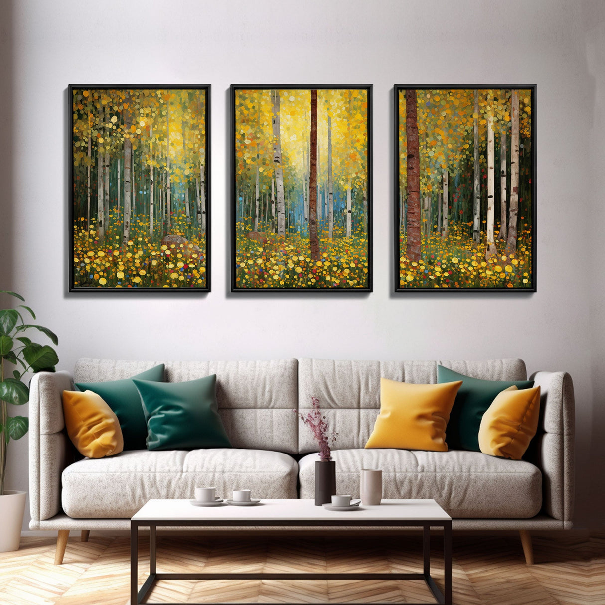 Forest Wall Art, Trees Art Print, Wildflower Wall Art, Canvas Print, Wall Art, 3 Piece Wall Art, Birthday Gift, Farmhouse Wall Art, RV Decor