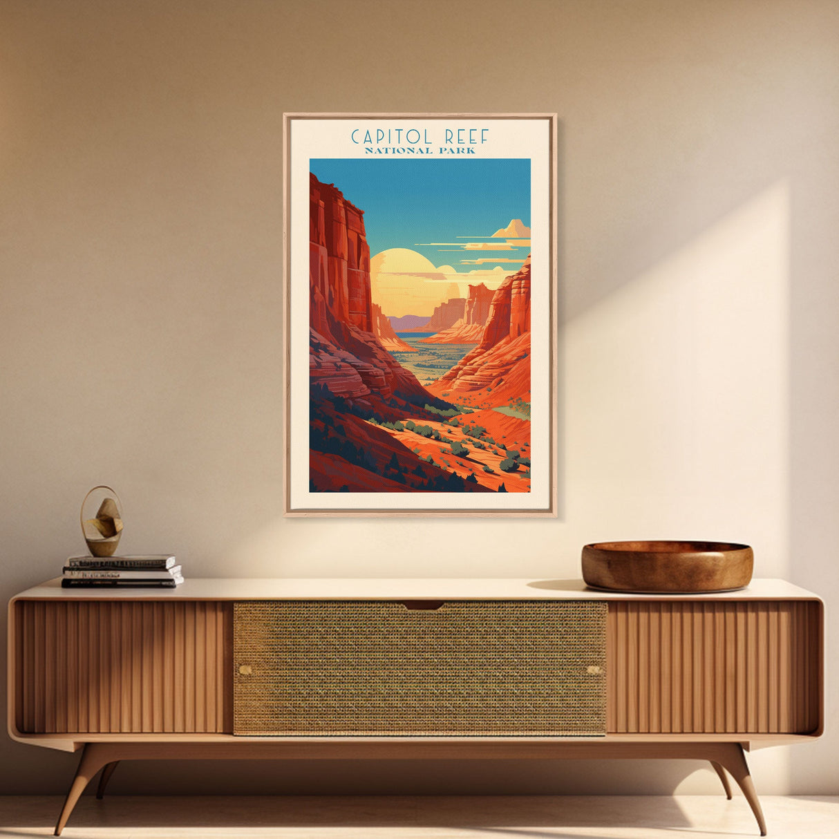 Capital Reef National Park Travel Poster Print, Canvas Print Wall Art, Utah Travel Art, Midcentury Modern Travel Decor