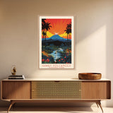 Hawaii Volcanoes National Park Travel Poster Art, Canvas Print Wall Art, Hawaii Travel Art, Midcentury Modern Travel Decor, Wall Art