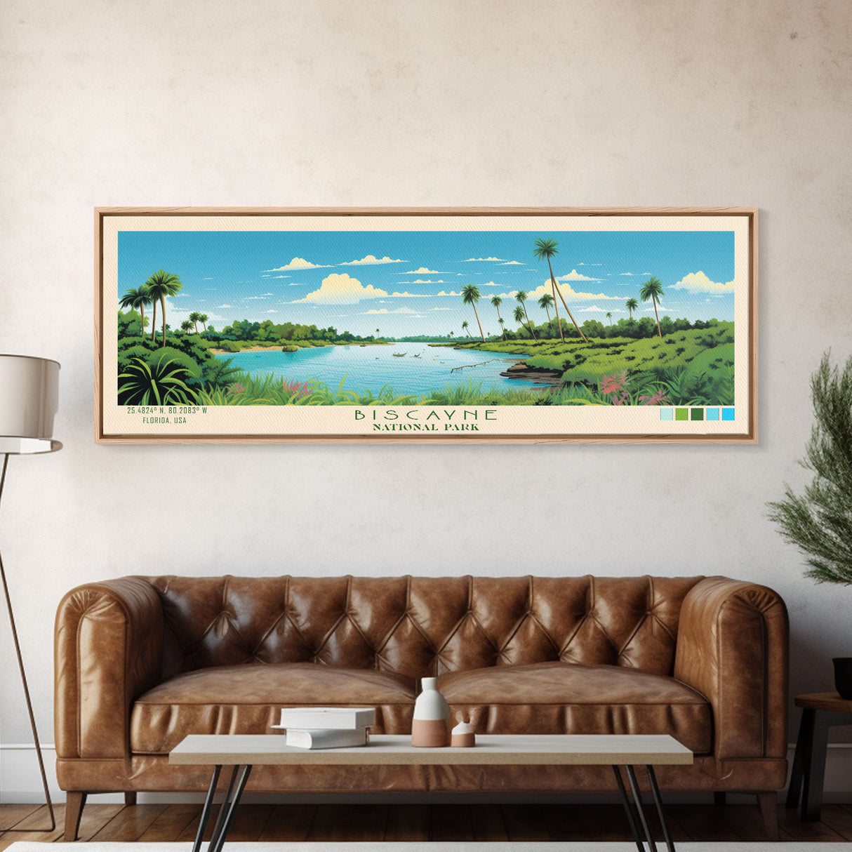 Biscayne National Park, Panoramic Florida Travel Art, National Park Print, Minimalist Travel Art, Midcentury Modern Style Landscape