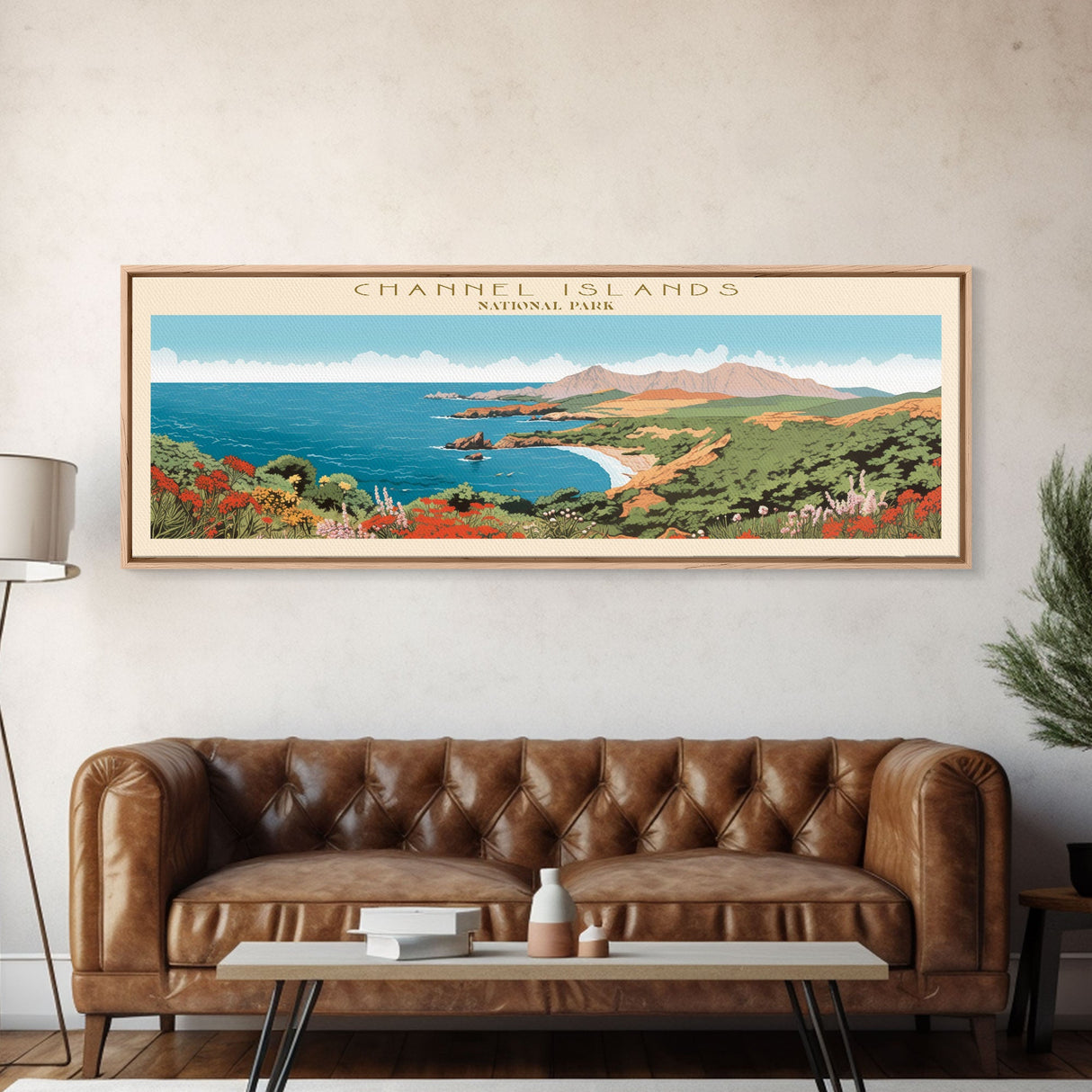 Channel Islands National Park Panoramic California Travel Art, National Park Print, Minimalist Travel Art, Midcentury Modern Style Landscape