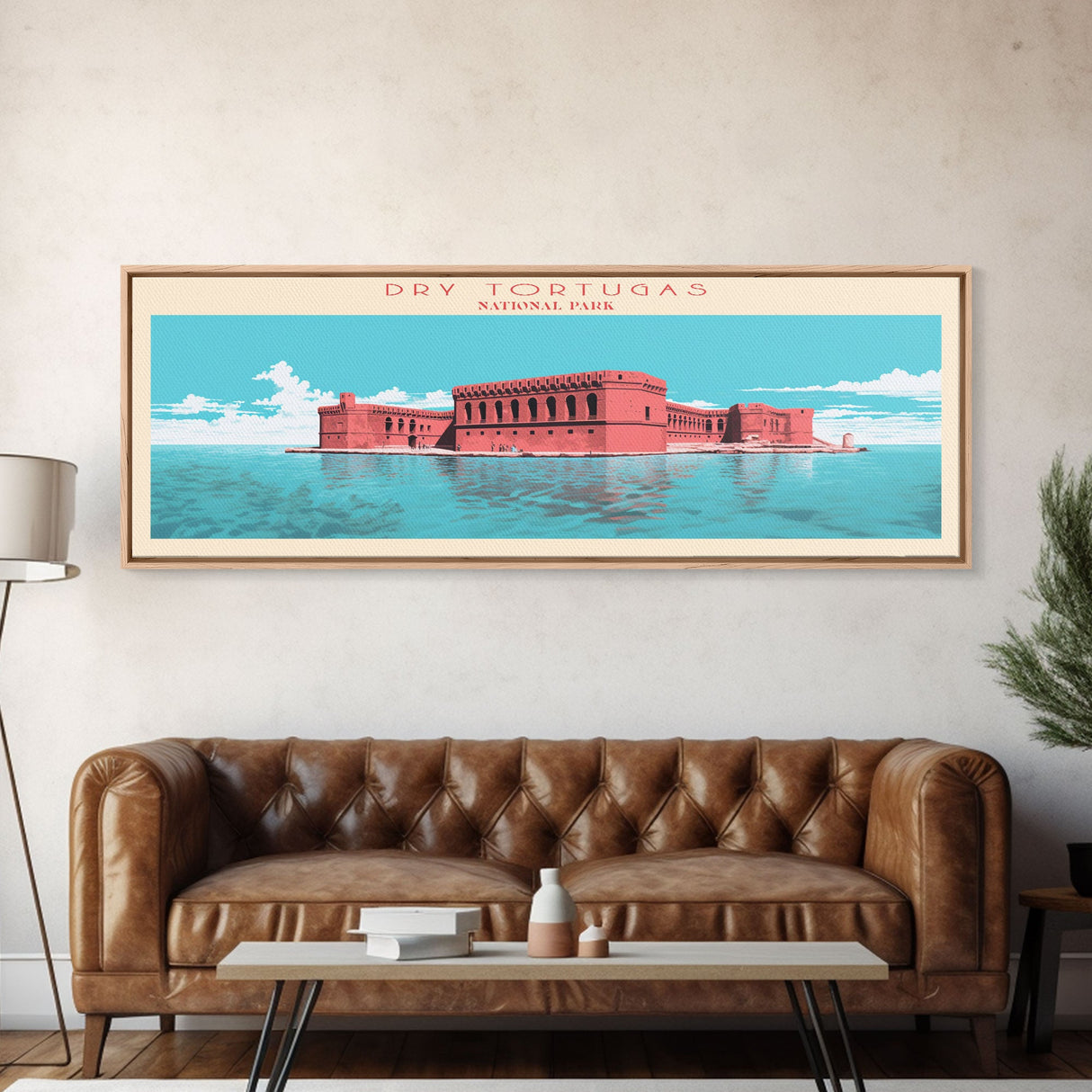 Dry Tortugas National Park, Panoramic Florida Travel Art, National Park Print, Minimalist Travel Art, Midcentury Modern Style Landscape