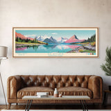 Glacier National Park, Panoramic Montana Travel Art, National Park Print, Minimalist Travel Art, Midcentury Modern Style Landscape