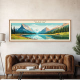 Glacier National Park, Panoramic Montana Travel Art, National Park Print, Minimalist Travel Art, Midcentury Modern Style Landscape