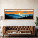 Smoky Mountains National Park, Panoramic North Carolina Travel Art, National Park Print, Minimalist Travel Art, Midcentury Modern Style