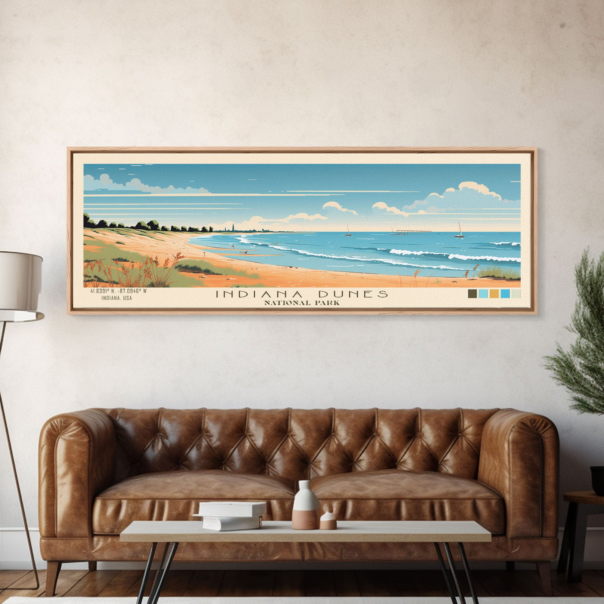 Indiana Dunes National Park, Panoramic Indiana Travel Art, National Park Print, Minimalist Travel Art, Midcentury Modern Style Landscape