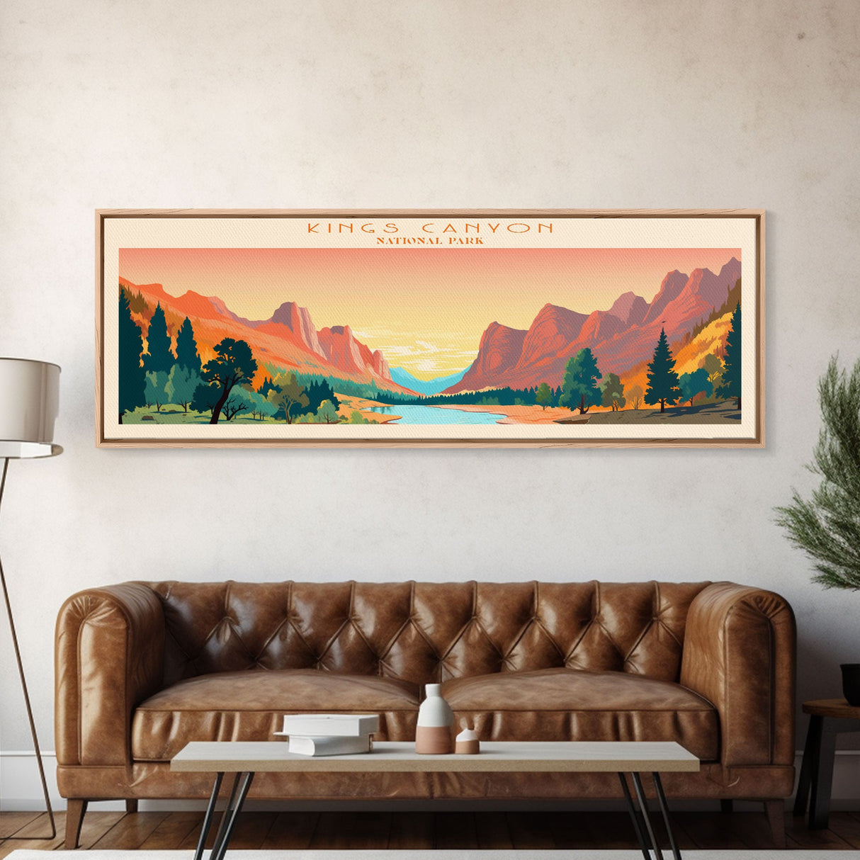 Kings Canyon National Park, Panoramic California Travel Art, National Park Print, Minimalist Travel Art, Midcentury Modern Style Landscape