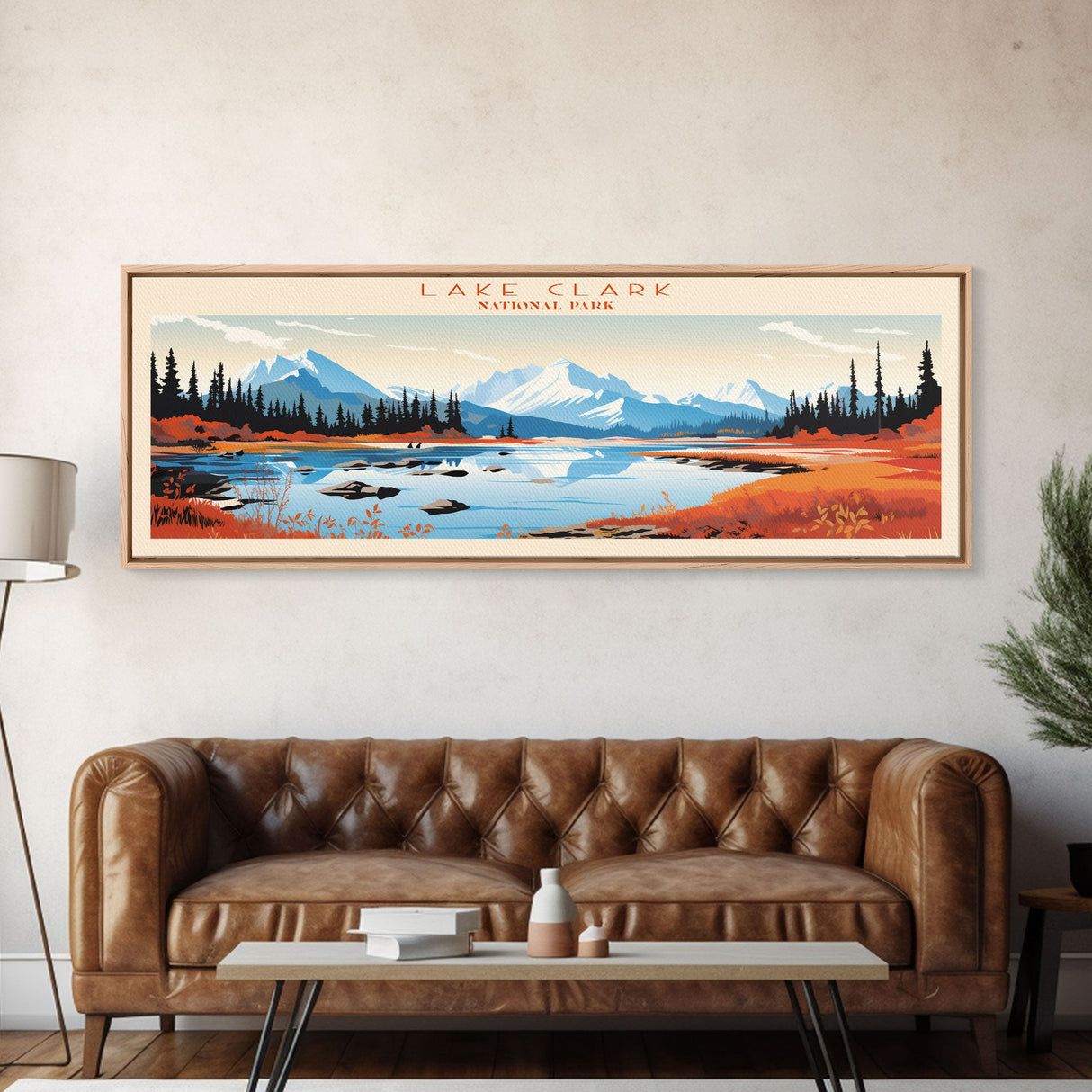 Lake Clark National Park, Panoramic Alaska Travel Art, National Park Print, Minimalist Travel Art, Midcentury Modern Style Landscape