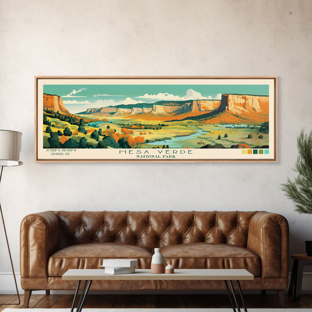 Mesa Verde National Park Panoramic Colorado Travel Art, National Park Print, Minimalist Travel Art, Midcentury Modern Style Landscape