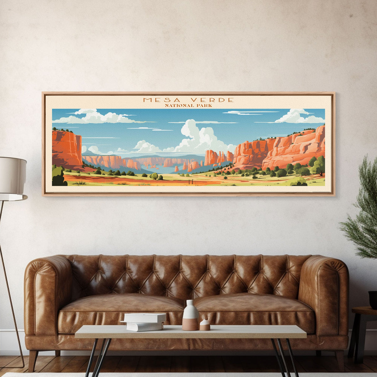 Mesa Verde National Park Panoramic Colorado Travel Art, National Park Print, Minimalist Travel Art, Midcentury Modern Style Landscape