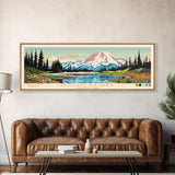 Mount Rainier National Park Panoramic Washington Travel Art, National Park Print, Minimalist Travel Art, Midcentury Modern Style Landscape