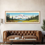 Mount Rainier National Park Panoramic Washington Travel Art, National Park Print, Minimalist Travel Art, Midcentury Modern Style Landscape