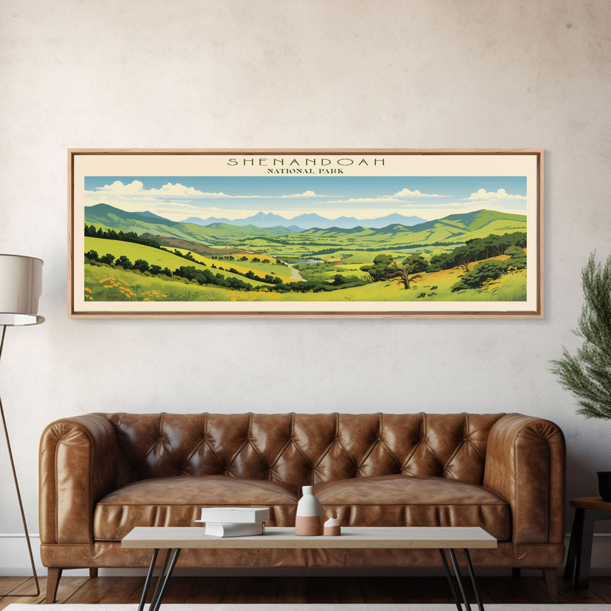 Shenandoah National Park Panoramic Virginia Travel Art, National Park Print, Minimalist Travel Art, Midcentury Modern Style Landscape