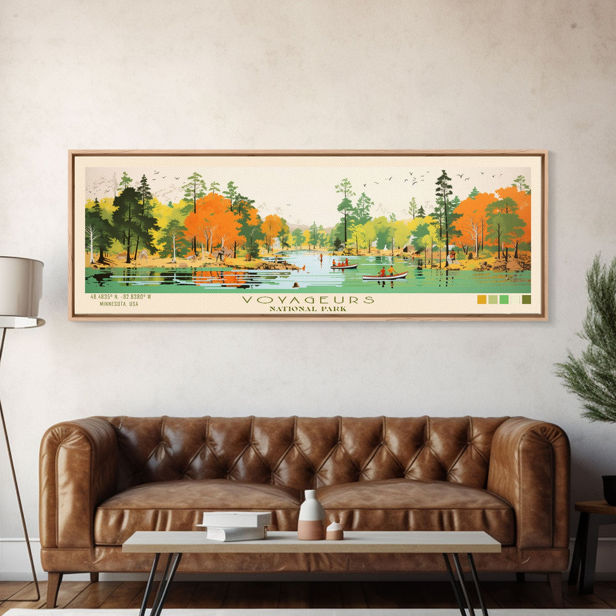 Voyageurs National Park Panoramic Minnesota Travel Art, National Park Print, Minimalist Travel Art, Midcentury Modern Style Landscape