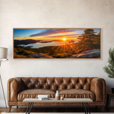 Photographic Panoramic of Acadia National Park, Sunset Photography, National Park Art, Framed Canvas Print, Landscape Photography