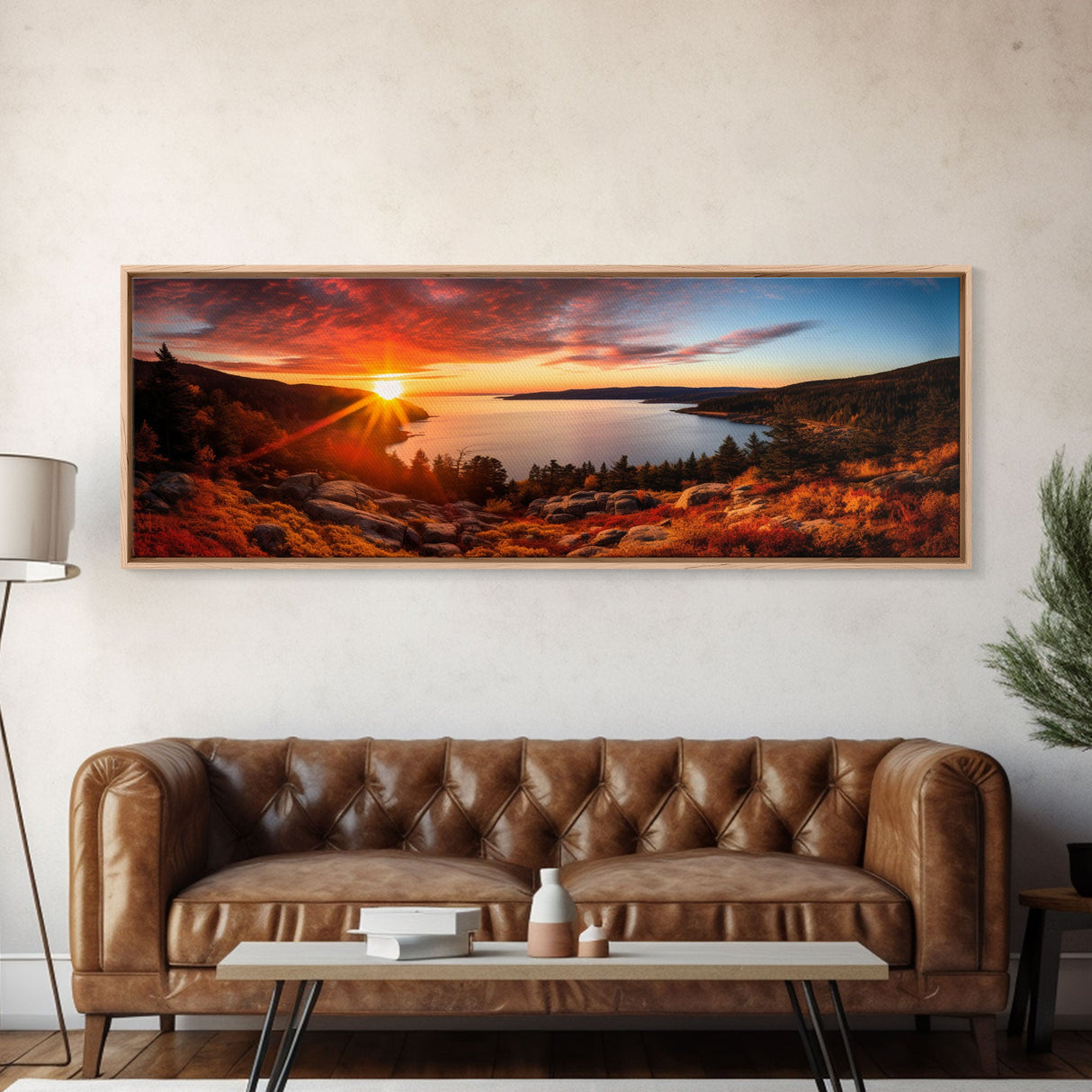 Photographic Panoramic of Acadia National Park, Sunset Photography, National Park Art, Framed Canvas Print, Landscape Photography