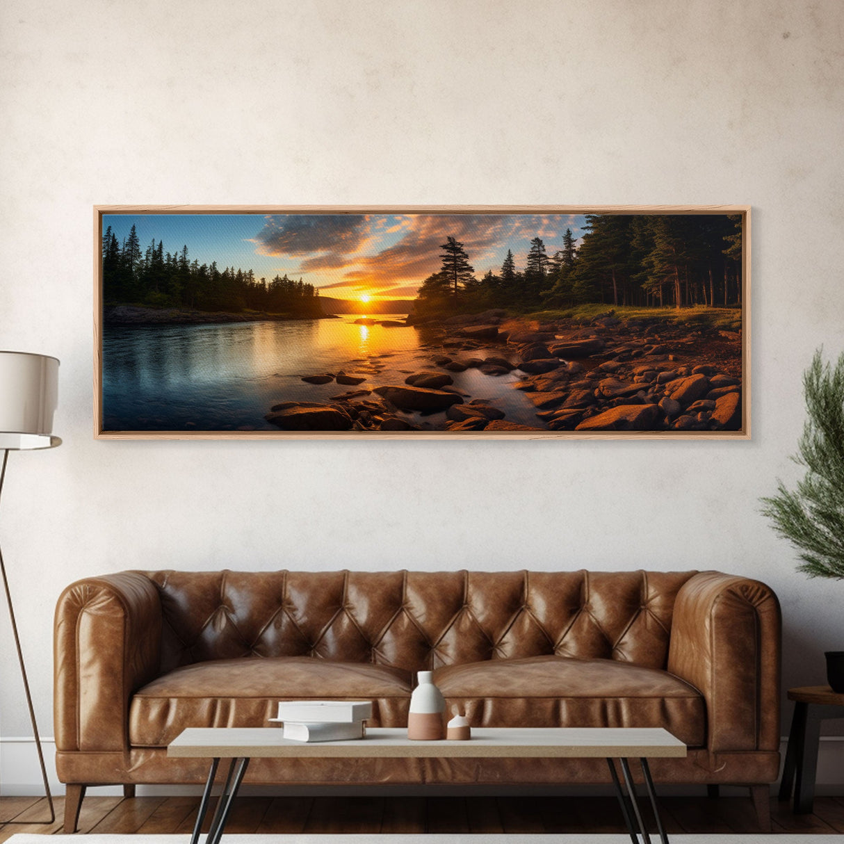 Photographic Panoramic of Acadia National Park, Sunset Photography, National Park Art, Framed Canvas Print, Landscape Photography