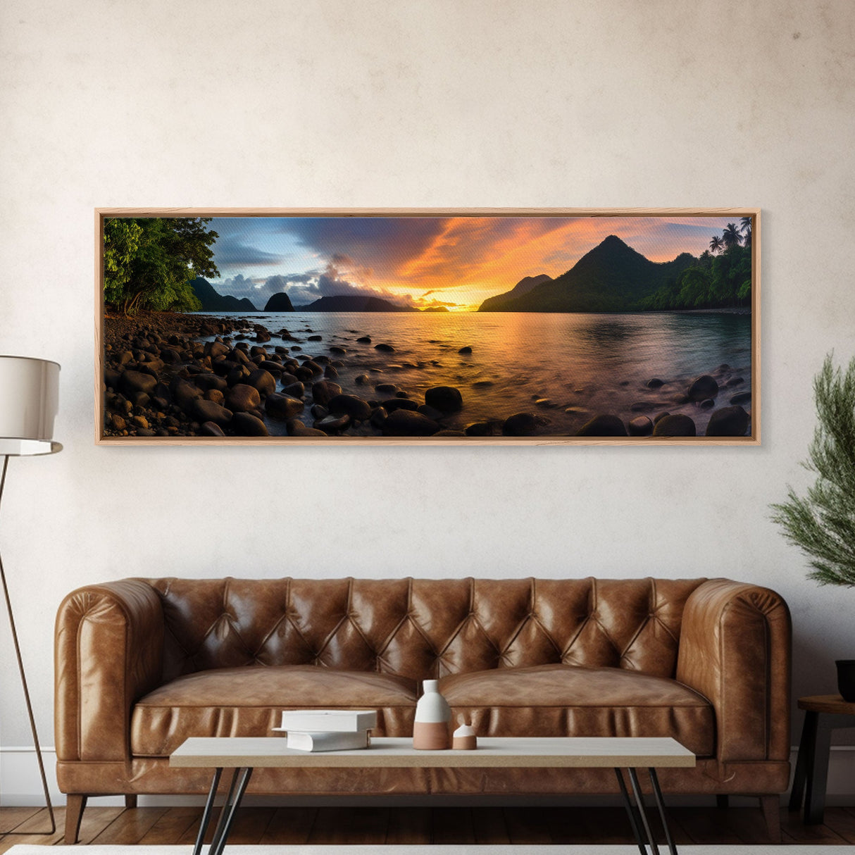 Photographic Panoramic of American Samoa National Park, Sunset Photography, National Park Art, Framed Canvas Print, Landscape Photography