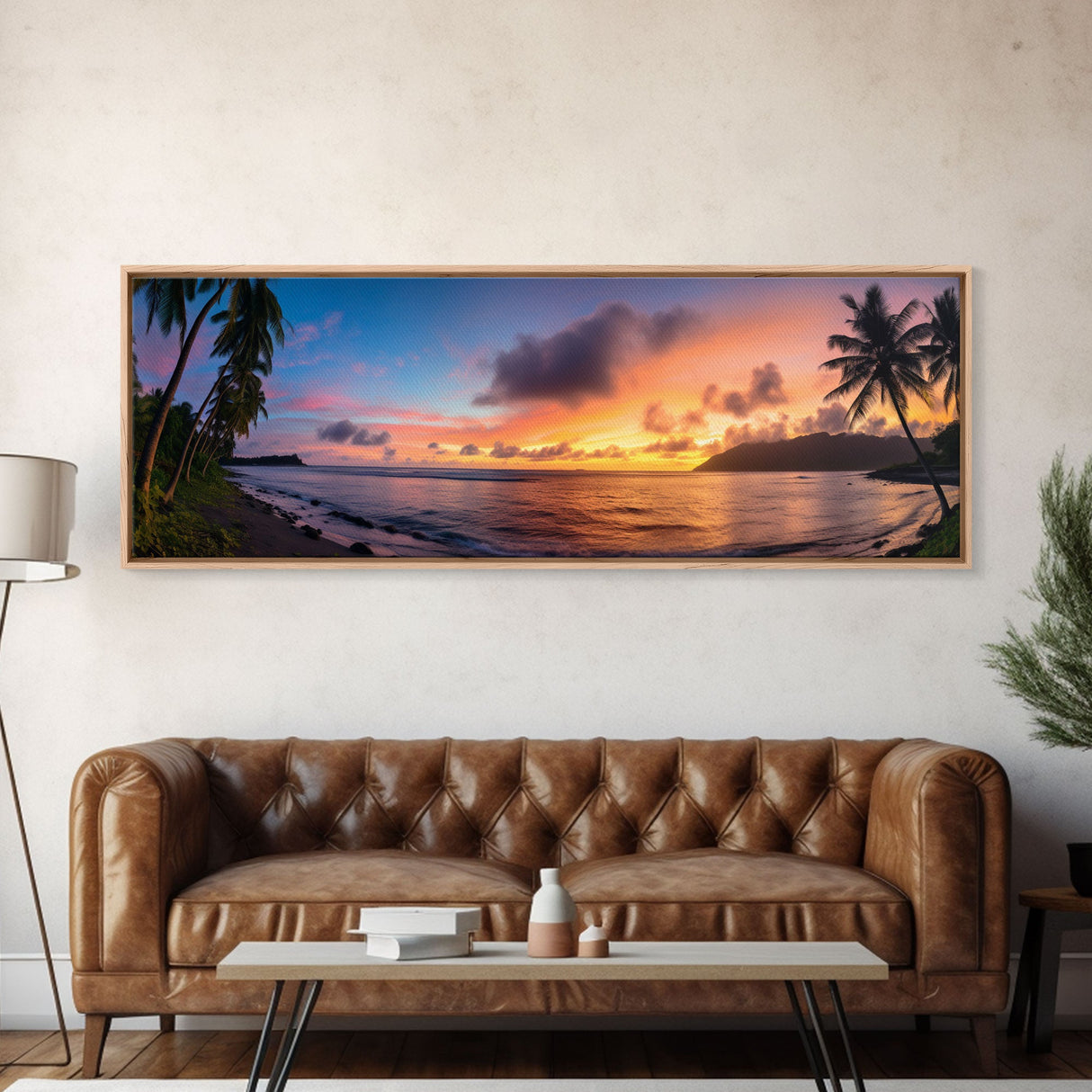 Photographic Panoramic of American Samoa National Park, Sunset Photography, National Park Art, Framed Canvas Print, Landscape Photography