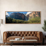 Photographic Panoramic of Angel Falls Venezuela, Sunset Photography, National Park Art, Framed Canvas Print, Landscape Photography