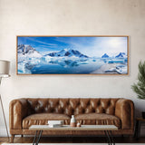 Beautiful Photographic Panoramic of Antarctica, Sunset Photography, Winter Decor, Christmas Deco, Framed Canvas Print, Landscape Photography