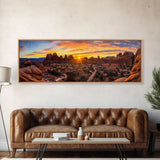 Photographic Panoramic of Arches National Park, Sunset Photography, National Park Art, Framed Canvas Print, Landscape Photography