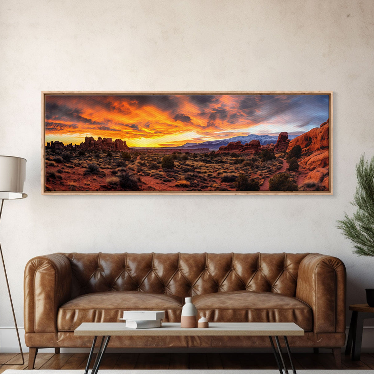 Photographic Panoramic of Arches National Park, Sunset Photography, National Park Art, Framed Canvas Print, Landscape Photography