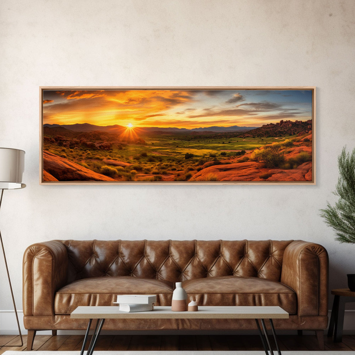 Photographic Panoramic of Arches National Park, Sunset Photography, National Park Art, Framed Canvas Print, Landscape Photography